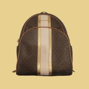 Michael Kors Abbey Brown and Cream Backpack